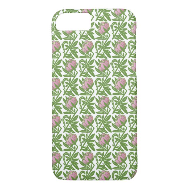 Art Nouveau pink water lilies wallpaper Case-Mate iPhone Case (Back)