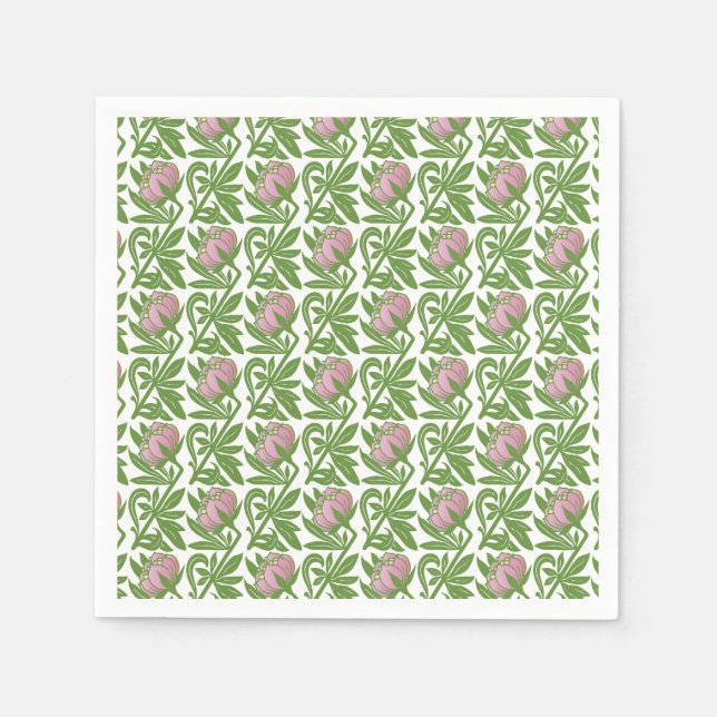 Art Nouveau pink water lilies wallpaper Napkins (Front)