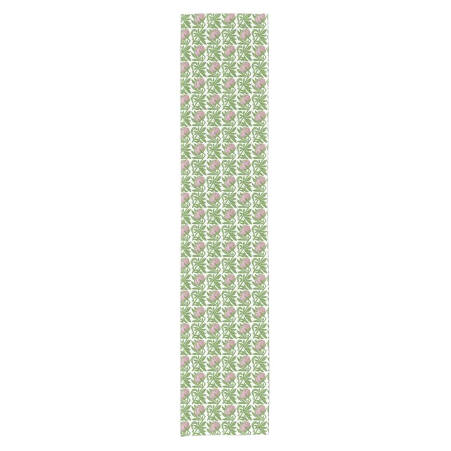 Art Nouveau pink water lilies wallpaper Short Table Runner (Front)