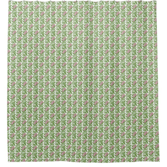 Art Nouveau pink water lilies wallpaper Shower Curtain (Front)