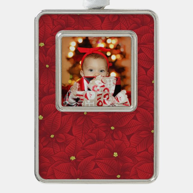 Art Nouveau Poinsettia Baby's First Christmas Ornament (Front)