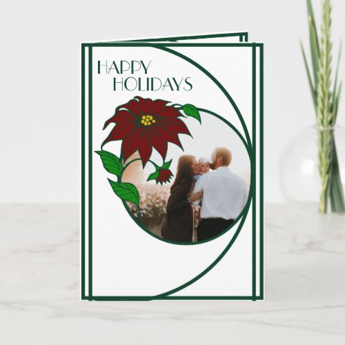 Art Nouveau Poinsettia Christmas Photo Card