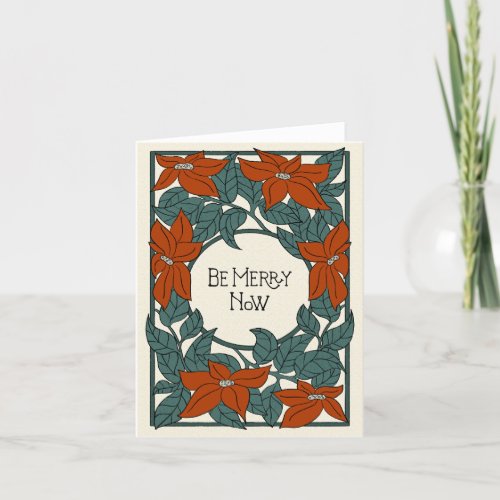 Art Nouveau Poinsettia grumpy Christmas design Card