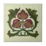 Art Nouveau Pomegranate Reproduction Antique Tile<br><div class="desc">The Art Nouveau style began in the last decade of the 19th century and lasted until WWI. Art Nouveau is,  in many ways,  an outgrowth of the Arts & Crafts movement. Art Nouveau tiles feature stylized designs with flowing curves based on natural forms.</div>