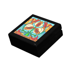 Art Nouveau Pomegranates Stained Glass Jewelry Box