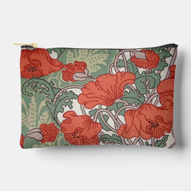 Art Nouveau Poppies Accessory Pouch (Front)
