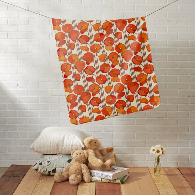 Art Nouveau Poppies Baby Blanket (In Situ)