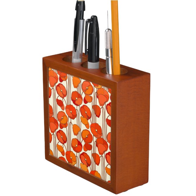 Art Nouveau Poppies Desk Organizer (In Situ)