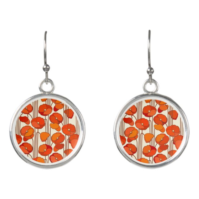 Art Nouveau Poppies Earrings (Front)