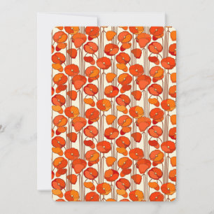 Art Nouveau Poppies Flat Greeting Card