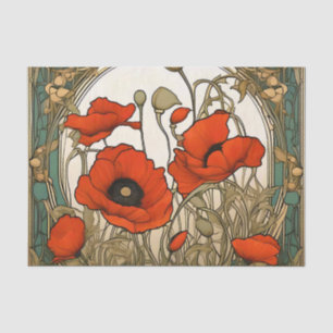 Art Nouveau Poppies Flowers Tissue Paper