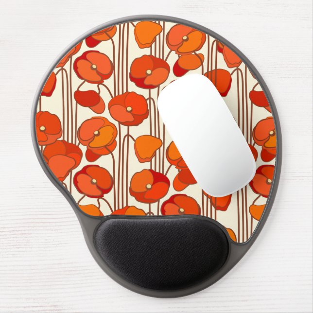 Art Nouveau Poppies Gel Mouse Pad (Left Side)