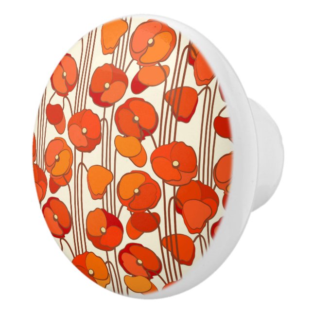 Art Nouveau Poppies Knob (Right)