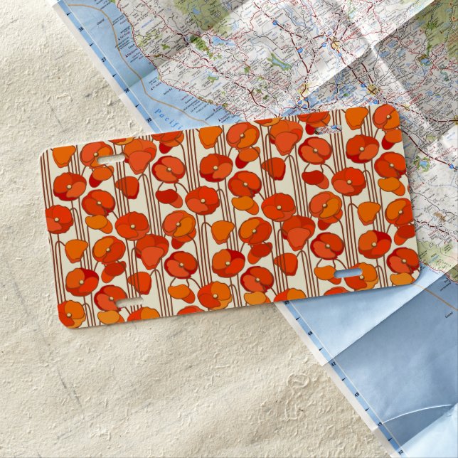 Art Nouveau Poppies License Plate #2 (In Situ)