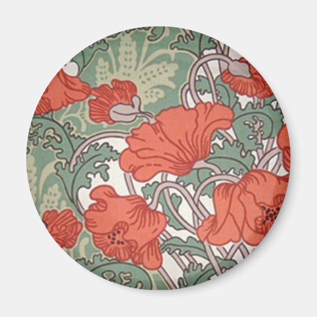 Art Nouveau Poppies Magnet (Front)