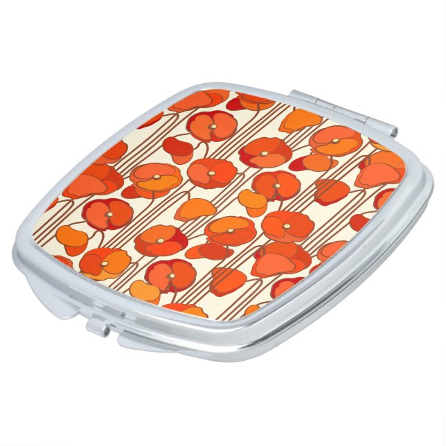 Art Nouveau Poppies Mirror Compact (Turned)