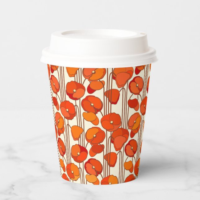 Art Nouveau Poppies Paper Cups (Front)