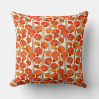 Art Nouveau Poppies Pillow