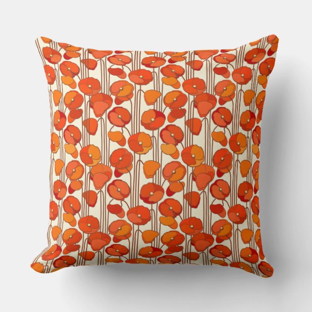 Art Nouveau Poppies Pillow (Front)