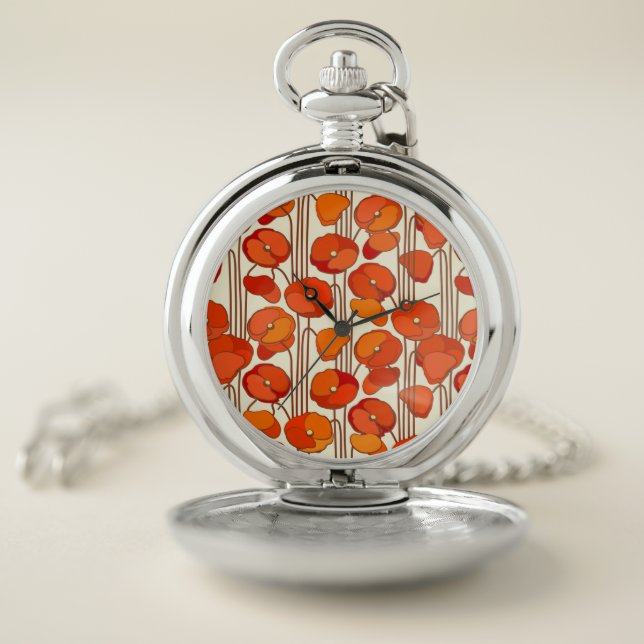 Art Nouveau Poppies Pocket Watch (Inside)
