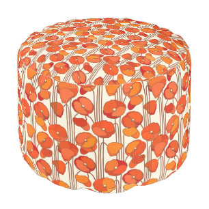 Art Nouveau Poppies Pouf