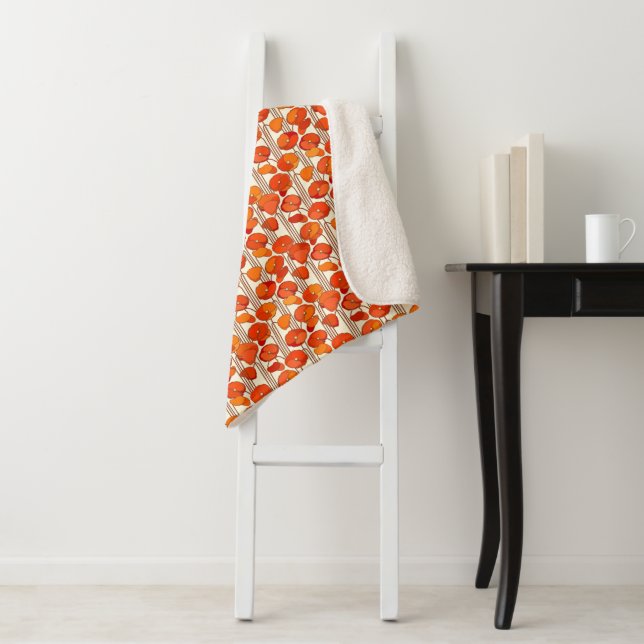 Art Nouveau Poppies Sherpa Blanket (In Situ)