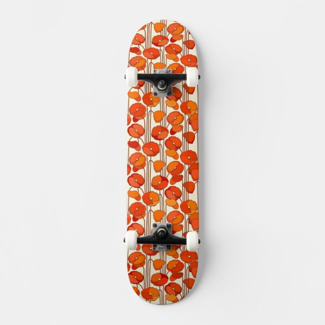 Art Nouveau Poppies Skateboard (Front)