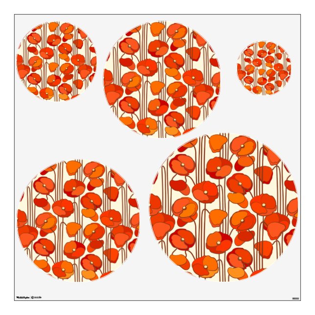 Art Nouveau Poppies Wall Decals (Front)