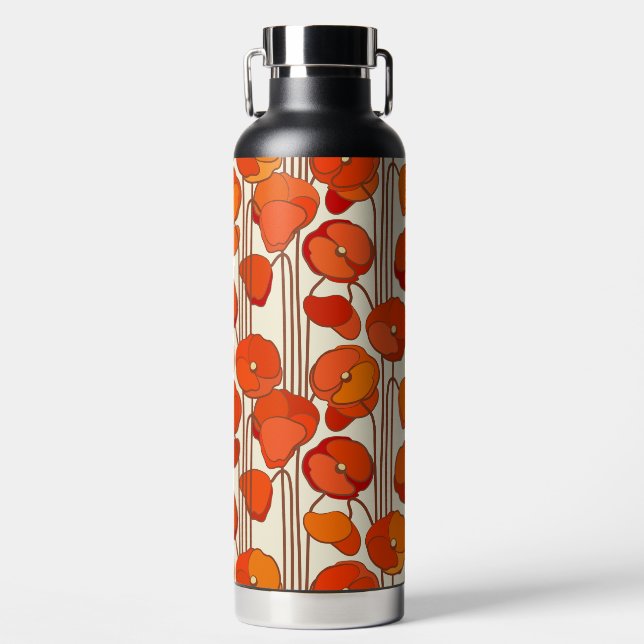 Art Nouveau Poppies Water Bottle (Front)