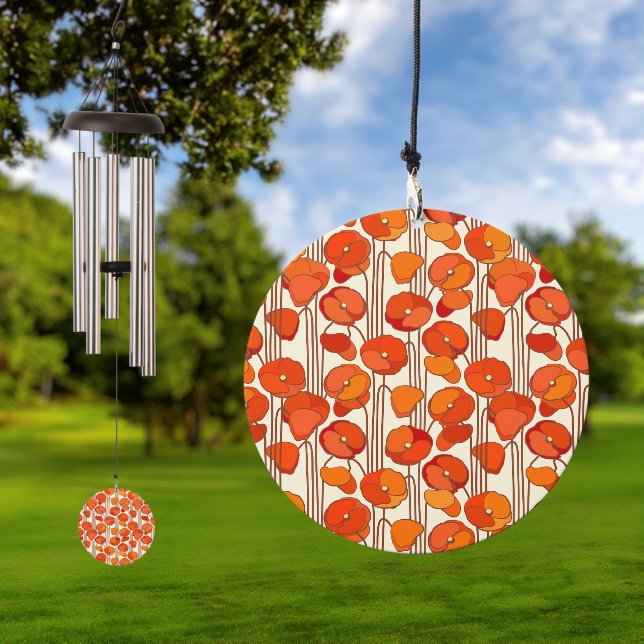 Art Nouveau Poppies Wind Chimes (Outdoor)