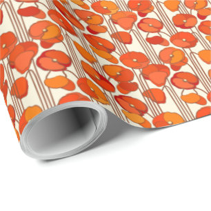 Art Nouveau Poppies Wrapping Paper