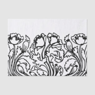 Art nouveau poppy floral black white elegant tissue paper