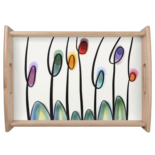 Art Nouveau poppy flowers Serving Tray (Front)
