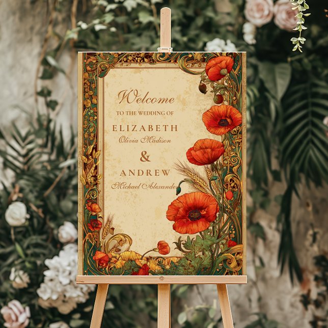 Art Nouveau Poppy Wedding Foam Board (Creator Uploaded)
