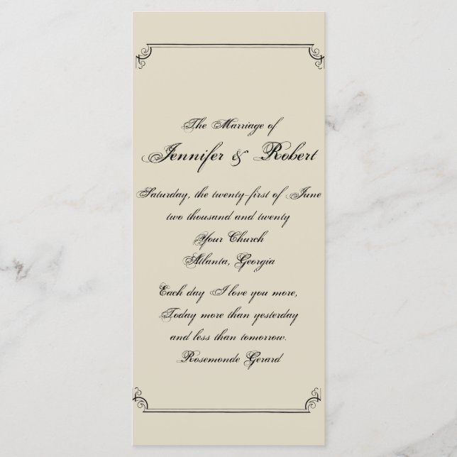 Art Nouveau Posh Wedding Program (Front)