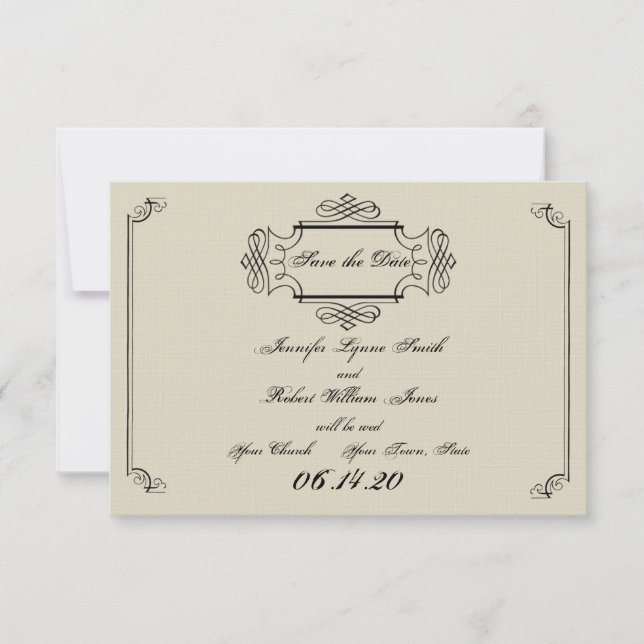 Art Nouveau Posh Wedding Save the Date (Front)