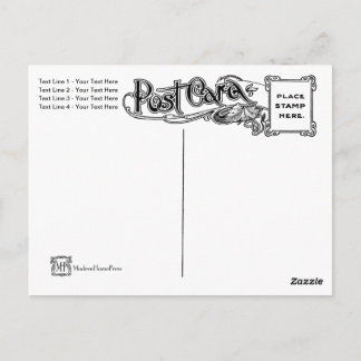 Art Nouveau Post Card back, Customizable Front