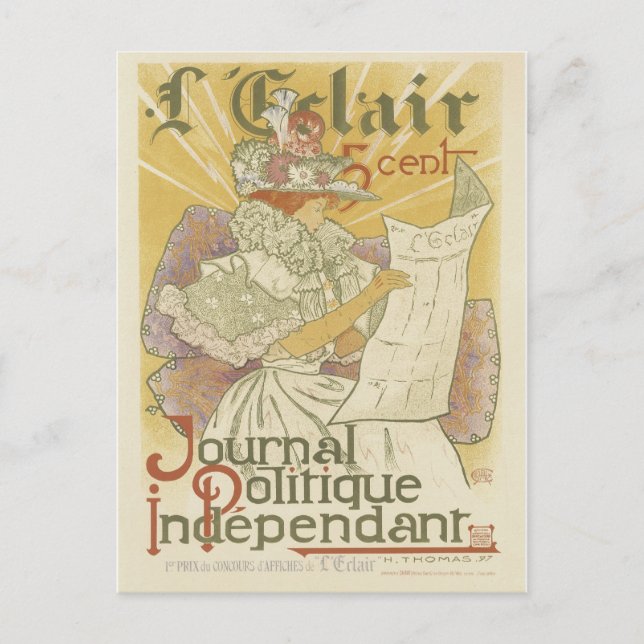 Art Nouveau Postcard - Journal (Front)