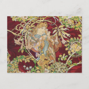 Art Nouveau Postcard: Mucha - Woman with Daisy Postcard