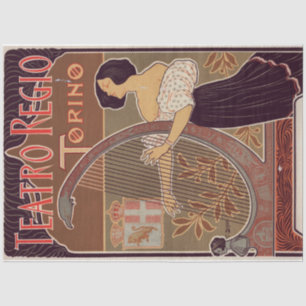 Art Nouveau Poster 22 Harp Lady Decoupage Tissue Paper