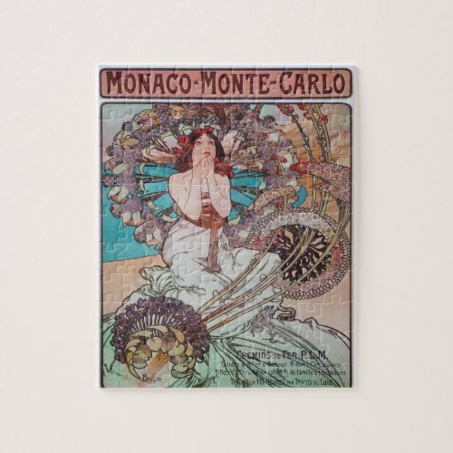 Art Nouveau Poster by Alphonse Mucha Monaco Girl Jigsaw Puzzle