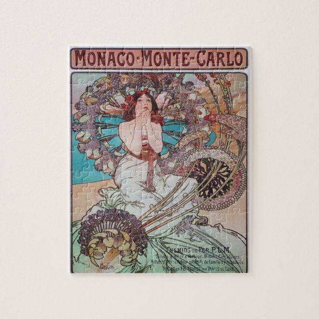 Art Nouveau Poster by Alphonse Mucha Monaco Girl Jigsaw Puzzle (Vertical)