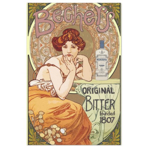 Art Nouveau Poster Lady 18 Decoupage Tissue Paper
