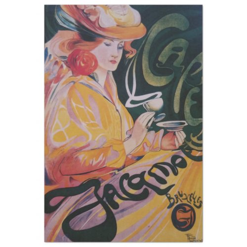 Art Nouveau Poster Lady Decoupage Tissue Paper