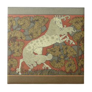 Art Nouveau Prancing Horse Tile