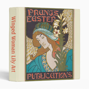 Art Nouveau Prang's Easter Winged Woman Lily Art 3 Ring Binder