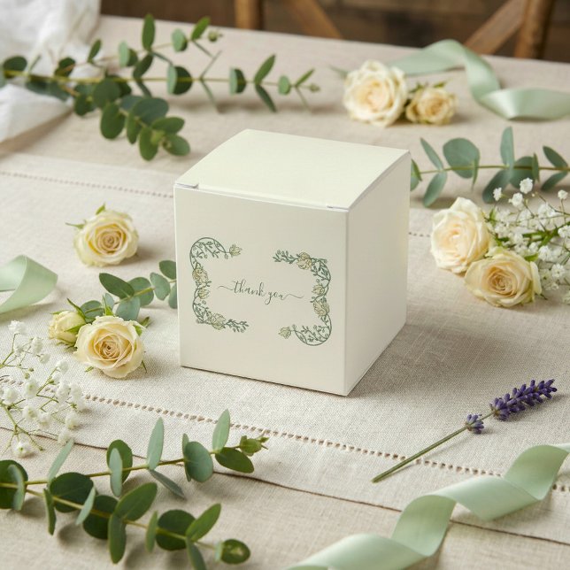 Art Nouveau pretty cream wedding thank you card Favor Boxes (Art Nouveau pretty cream wedding thank you card Favor Boxes)