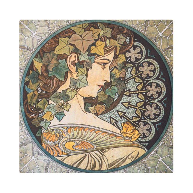 Art Nouveau Pretty Girl Profile by Alphonse Mucha (Front)
