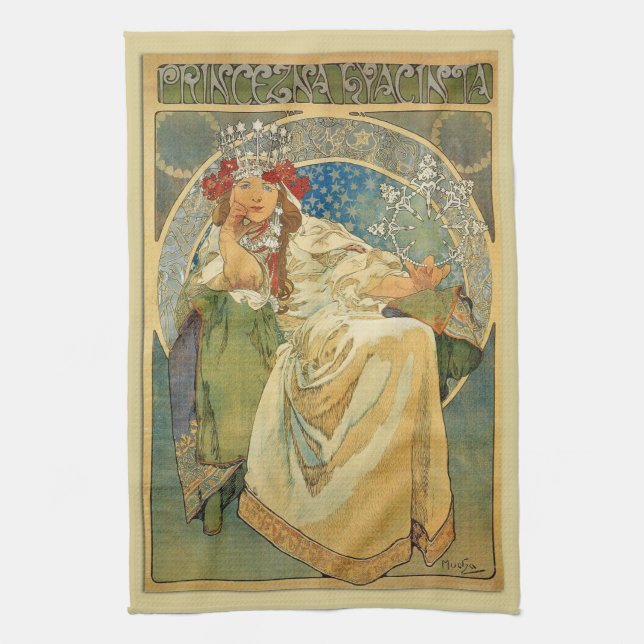 Art Nouveau Princess Hyacinth Kitchen Towel (Vertical)