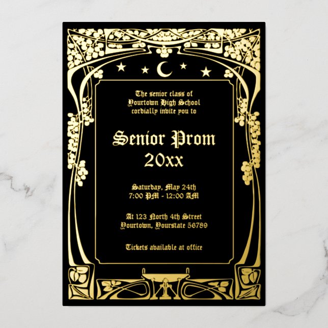 Art Nouveau Prom Foil Invitation (Front)